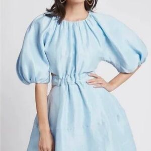 AJE puff sleeve open back short dress